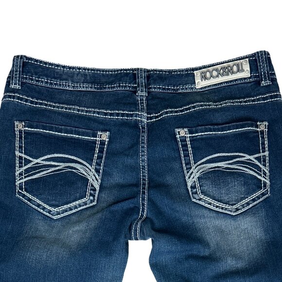 Rock & Roll Boot Cut Jeans Women's Western Cowgirl Low Rise Denim, 31/32 - Picture 6 of 16